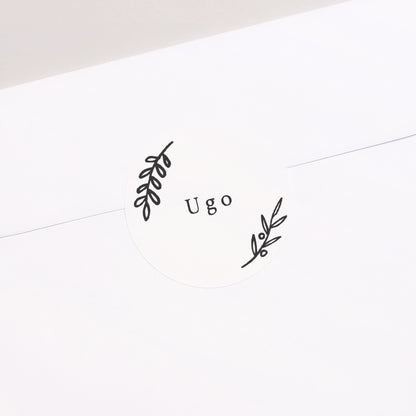 Sticker Taufe Rund Blumengold & Muster foto N° 2