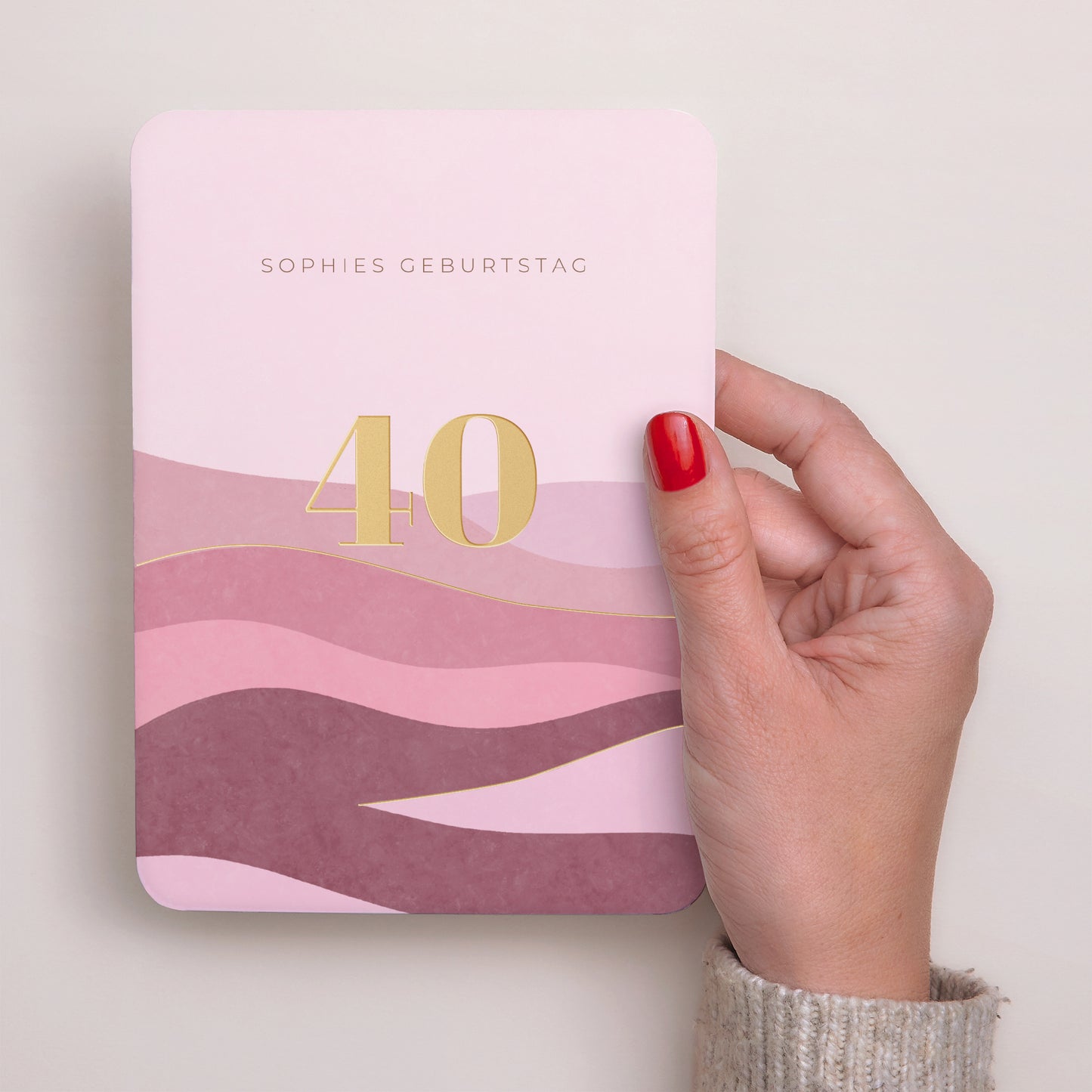 Einladungskarte Geburtstag Porträt, abgerundete Kanten 40 Jahre, Camaïeu rosa foto N° 2