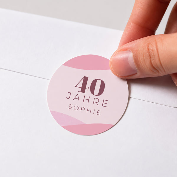 Sticker Geburtstag Rund 40 Jahre, Camaïeu rosa foto