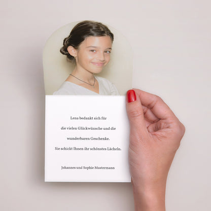 Dankeskarte Kommunion Doppelflügelfensterhalbmond foto N° 2