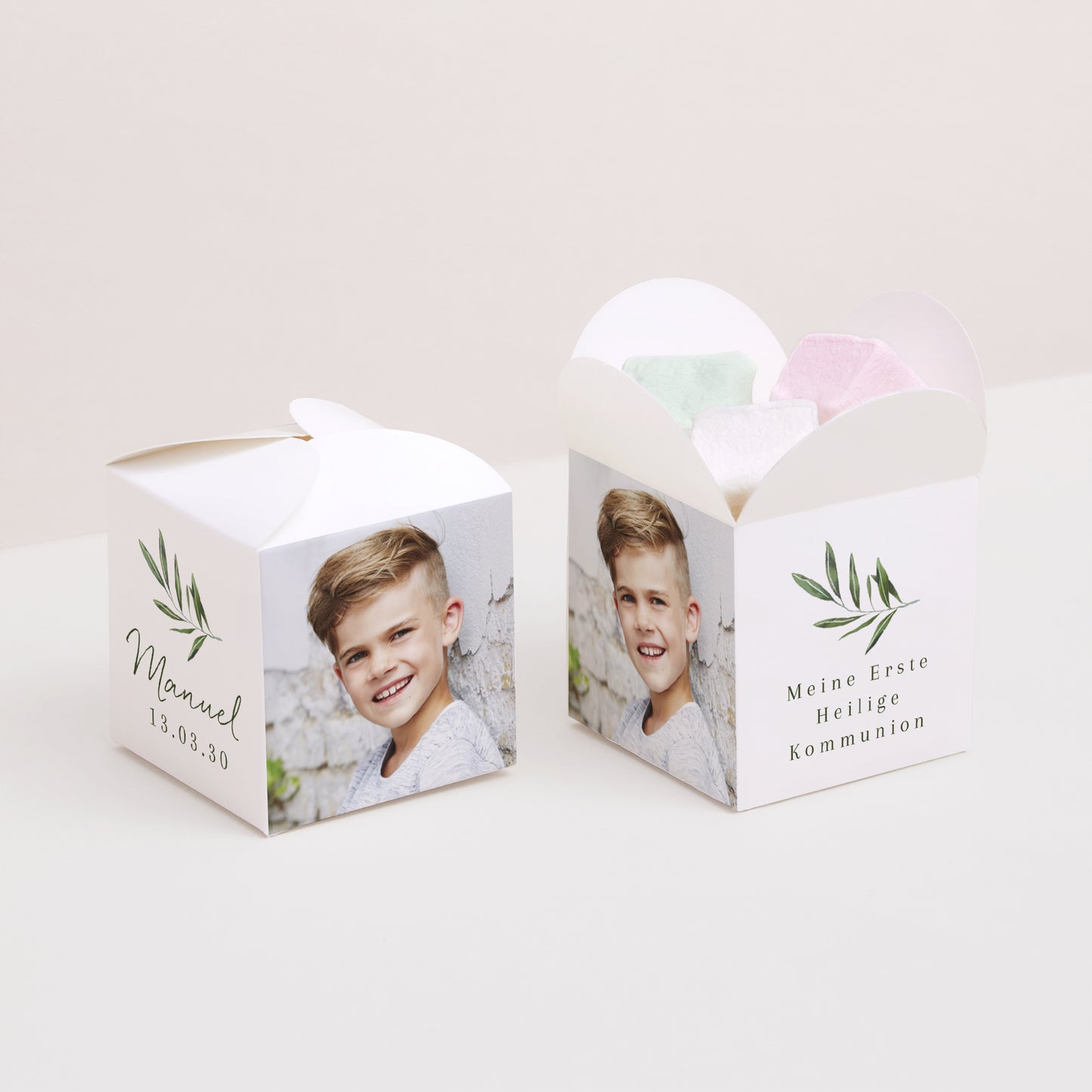 Geschenkbox Kommunion Schmetterlingsöffnung Gesegneter Zweig foto N° 2