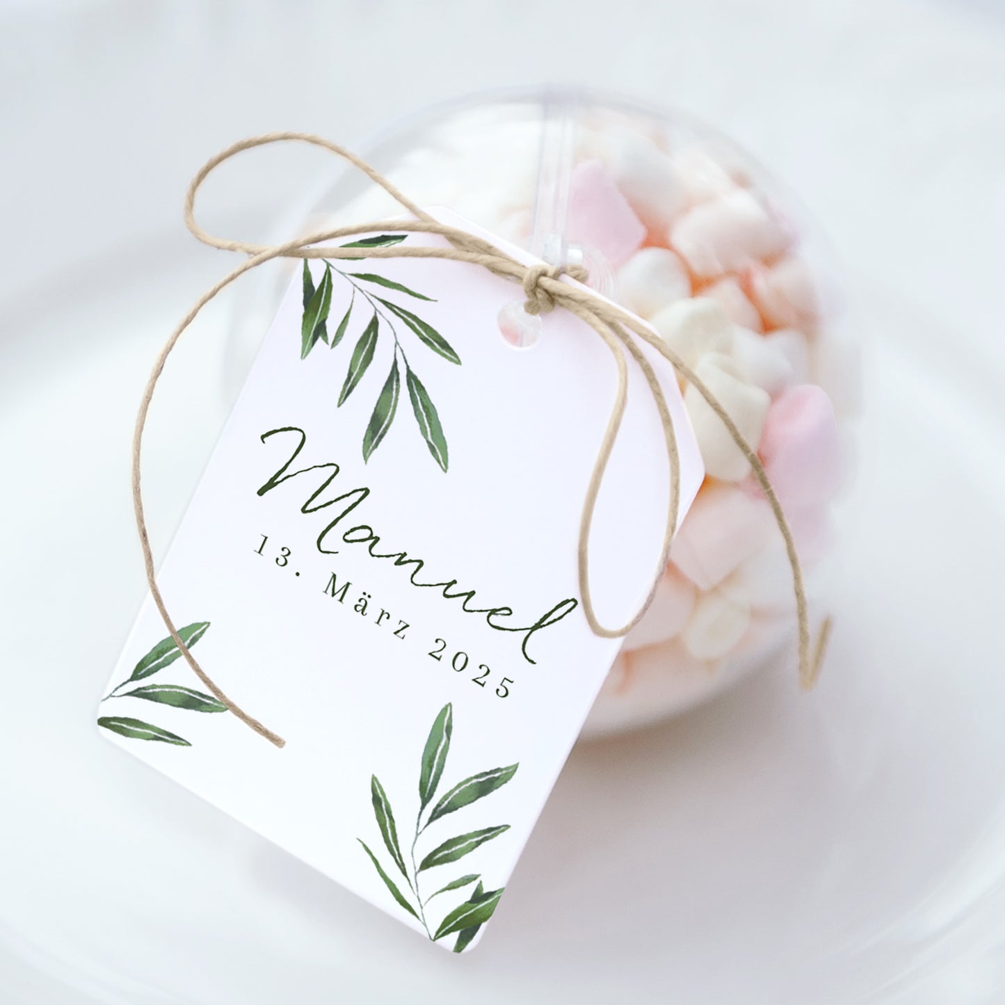Geschenkbox Kommunion Ball mit Wimpel-Etikett Gesegneter Zweig foto N° 1
