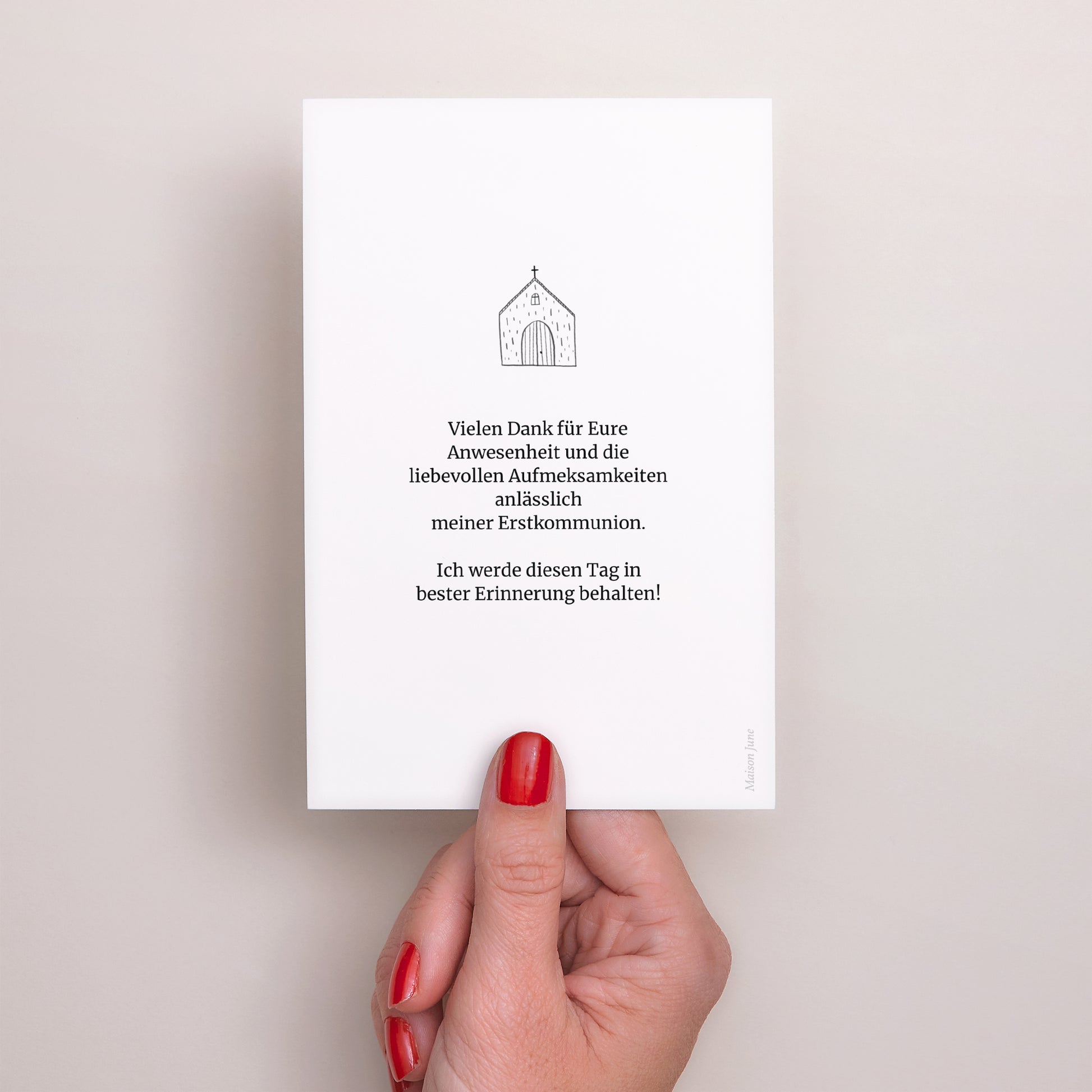 Dankeskarte Kommunion PortraitPorträt Kirche im Bleistiftstil foto N° 3