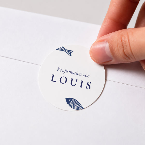 Sticker Konfirmation Rund Ichthus-Fisch foto