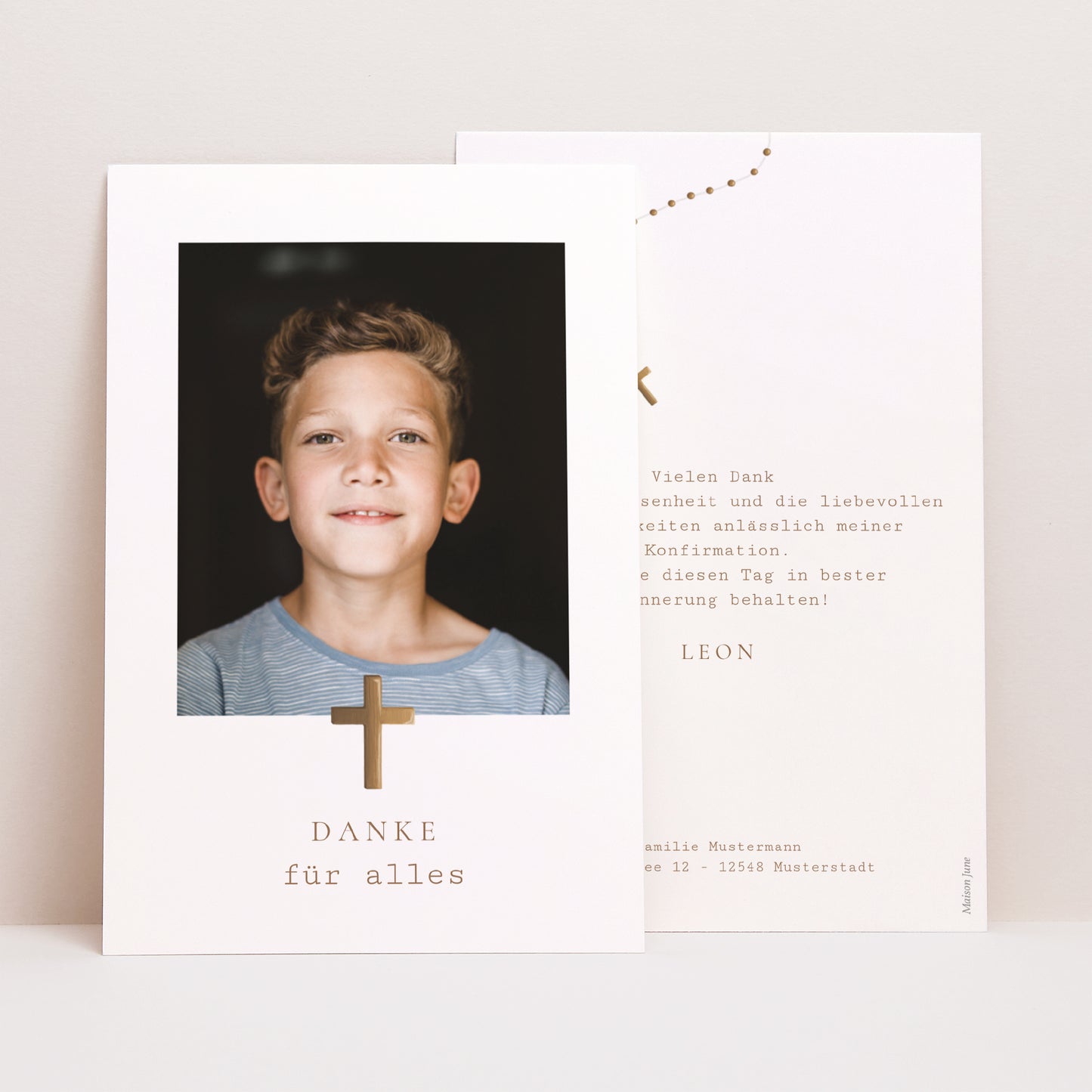 Dankeskarte Konfirmation PortraitPorträt Heiliger Rosenkranz foto N° 1