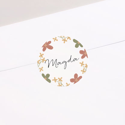 Sticker Kommunion Rund Lateinisches Kreuz mit Blumen foto N° 2