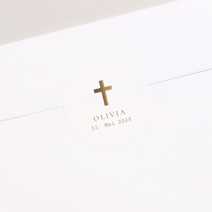 Sticker Konfirmation Rund Goldener Rosenkranz foto N° 2