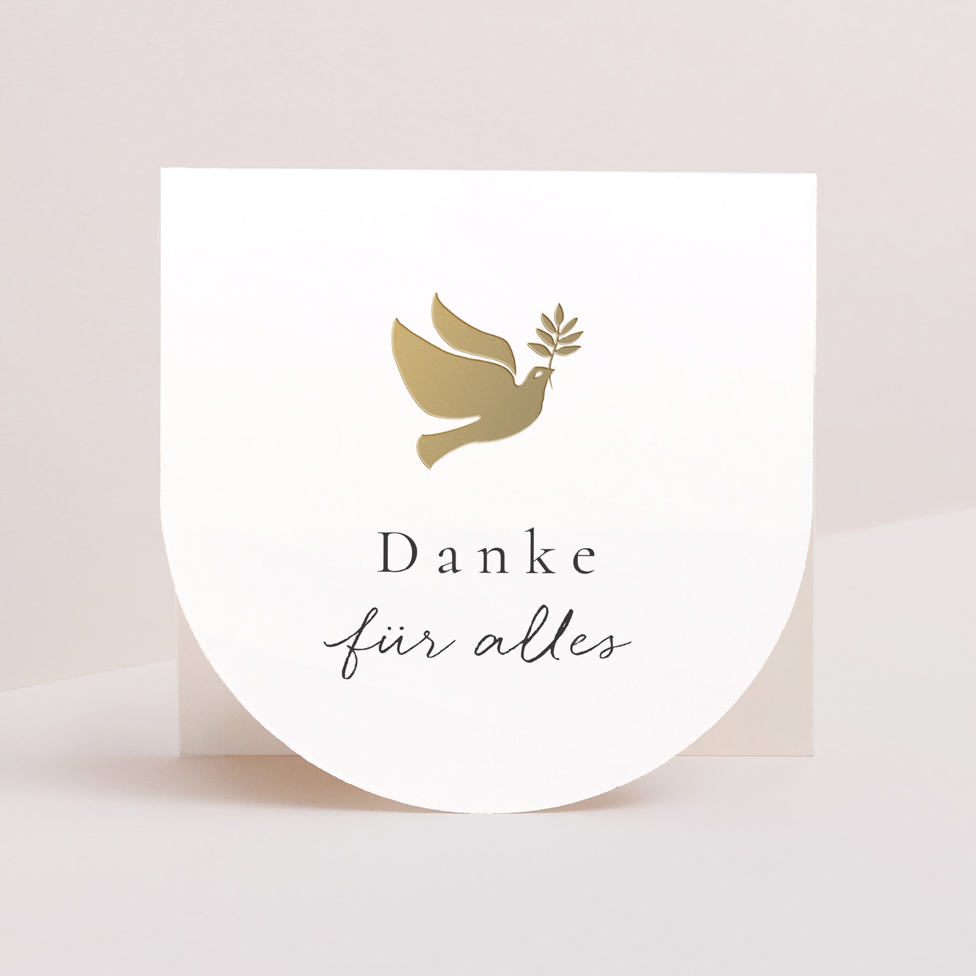 Dankeskarte Konfirmation Doppelflügelfensterhalbmond Taube und ihr Zweig foto N° 1