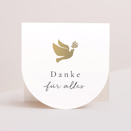 Dankeskarte Konfirmation Doppelflügelfensterhalbmond Taube und ihr Zweig foto N° 1