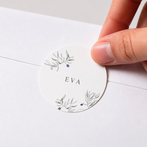 Sticker Konfirmation Rund Der Olivenbaum und die Taube foto