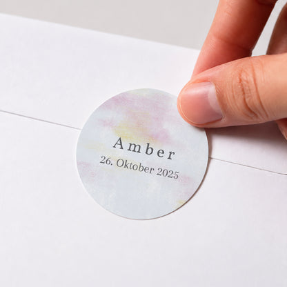 Sticker Geburt Rund Blick aus dem Garten foto N° 1