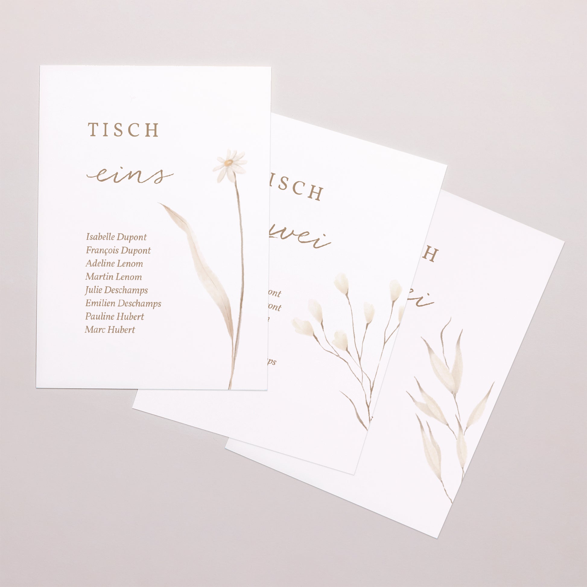 Tischnummern Hochzeit Rechteck Wilde Blumen foto N° 1