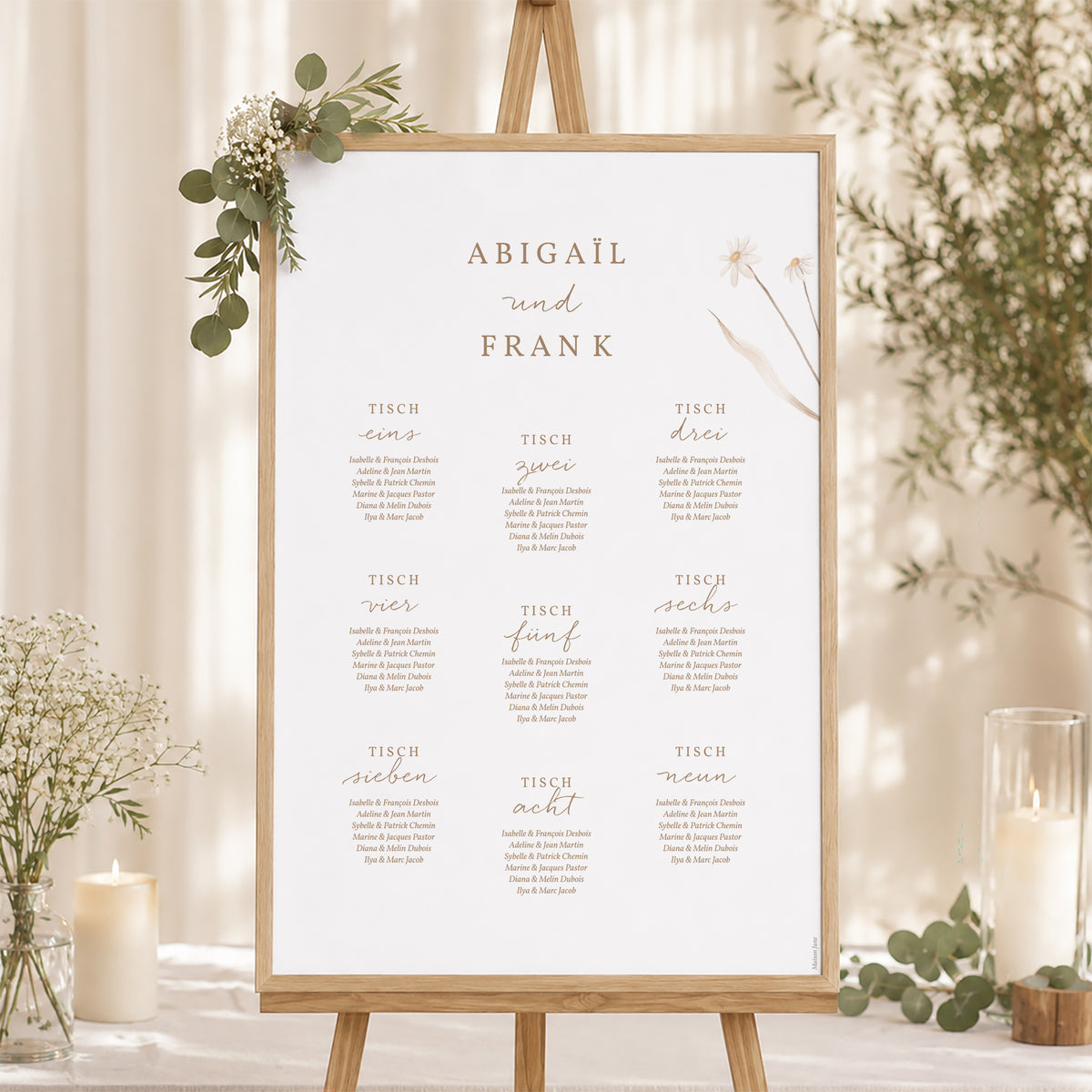 Sitzplan Hochzeit Porträt Wilde Blumen foto N° 1
