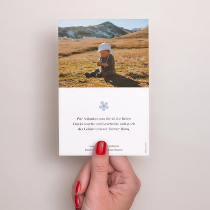 Dankeskarte Geburt PortraitPorträt Zauber der Natur foto N° 3