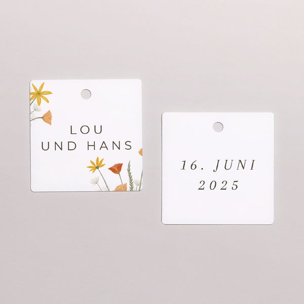 Vorgelochtes Etikett Hochzeit quadratisch foto