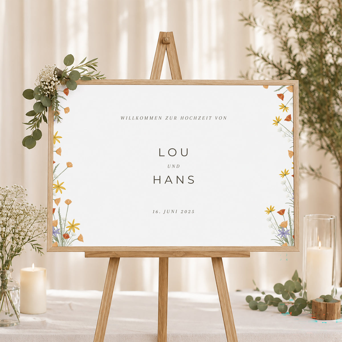 Begrüßungstafel Hochzeit Landschaft 90 x 60 cm foto N° 1