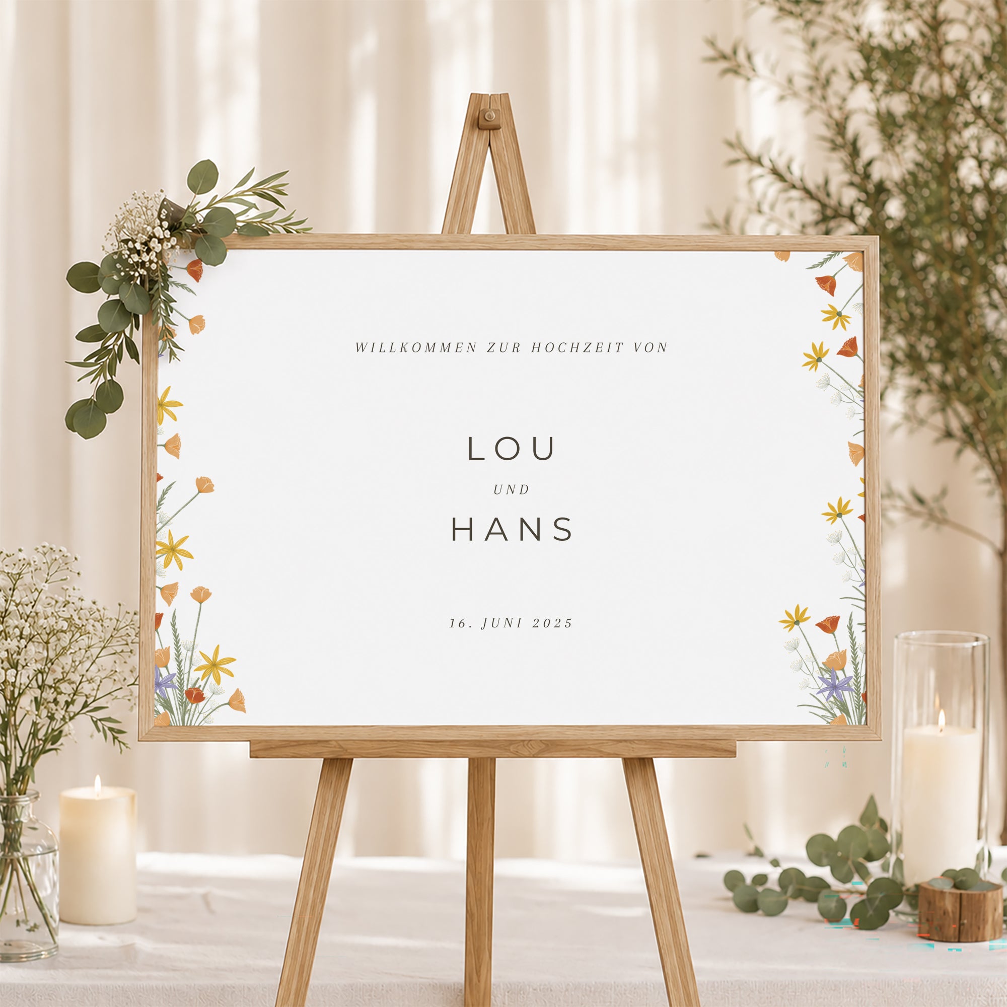 Begrüßungstafel Hochzeit Landschaft 90 x 60 cm foto N° 1