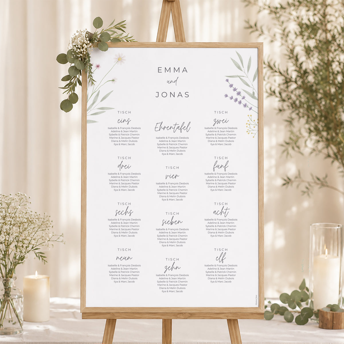 Sitzplan Hochzeit Porträt Blühende Landschaften foto N° 1