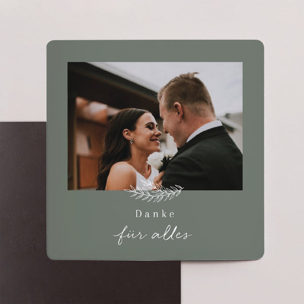 Dankeskarte Hochzeit Satz von 9, magnetisch. Blumenrahmen foto