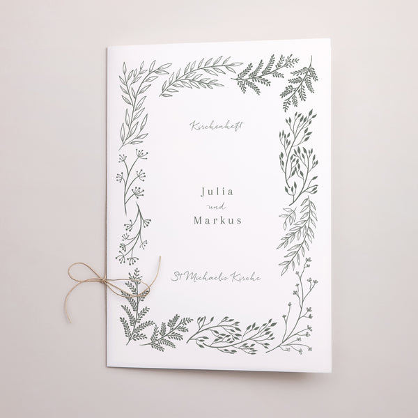 Kirchenheft Hochzeit Doppelflügel Blumenrahmen foto