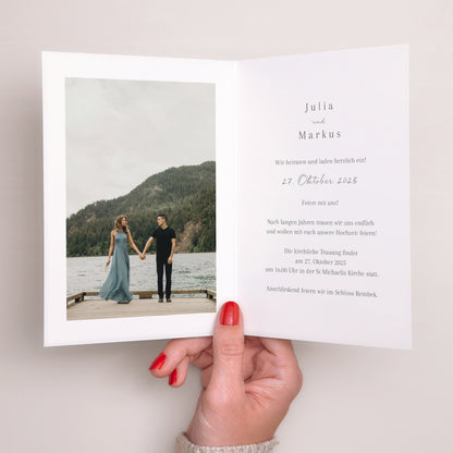 Hochzeitseinladung Doppelflügelporträt Blumenrahmen foto N° 2