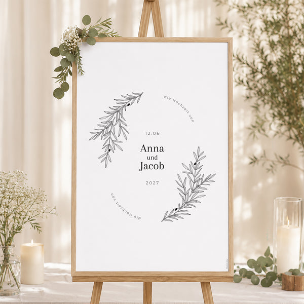 Begrüßungstafel Hochzeit Porträt 60 x 90 cm foto
