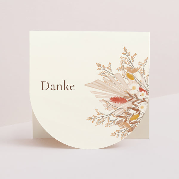 Dankeskarte Hochzeit Doppelflügelfensterhalbmond Böhmischer Blumenstrauß foto