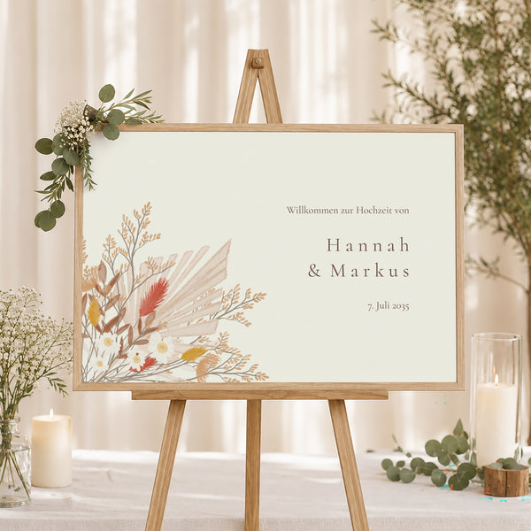 Begrüßungstafel Hochzeit Landschaft 90 x 60 cm Böhmischer Blumenstrauß foto