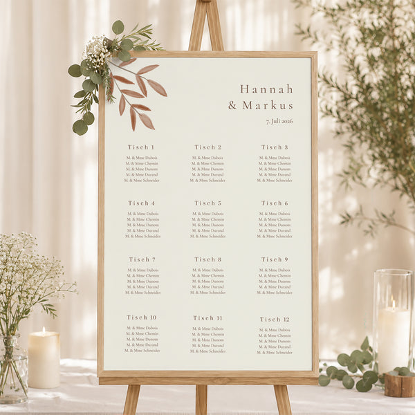 Sitzplan Hochzeit Porträt Böhmischer Blumenstrauß foto