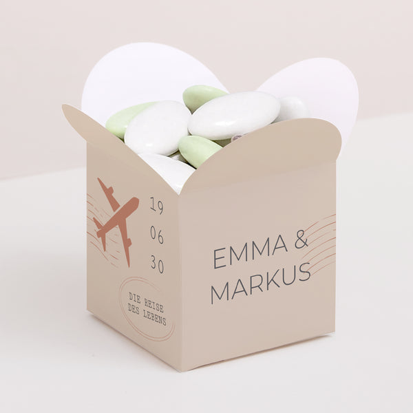 Geschenkbox Hochzeit Schmetterlingsöffnung Die Reise eines Lebens foto