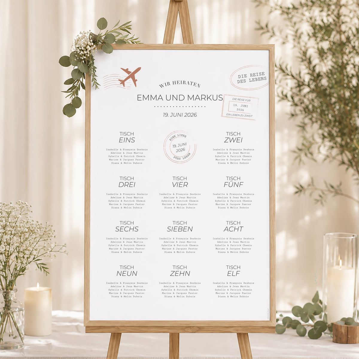 Sitzplan Hochzeit Porträt 60 x 90 cm Die Reise eines Lebens foto N° 1