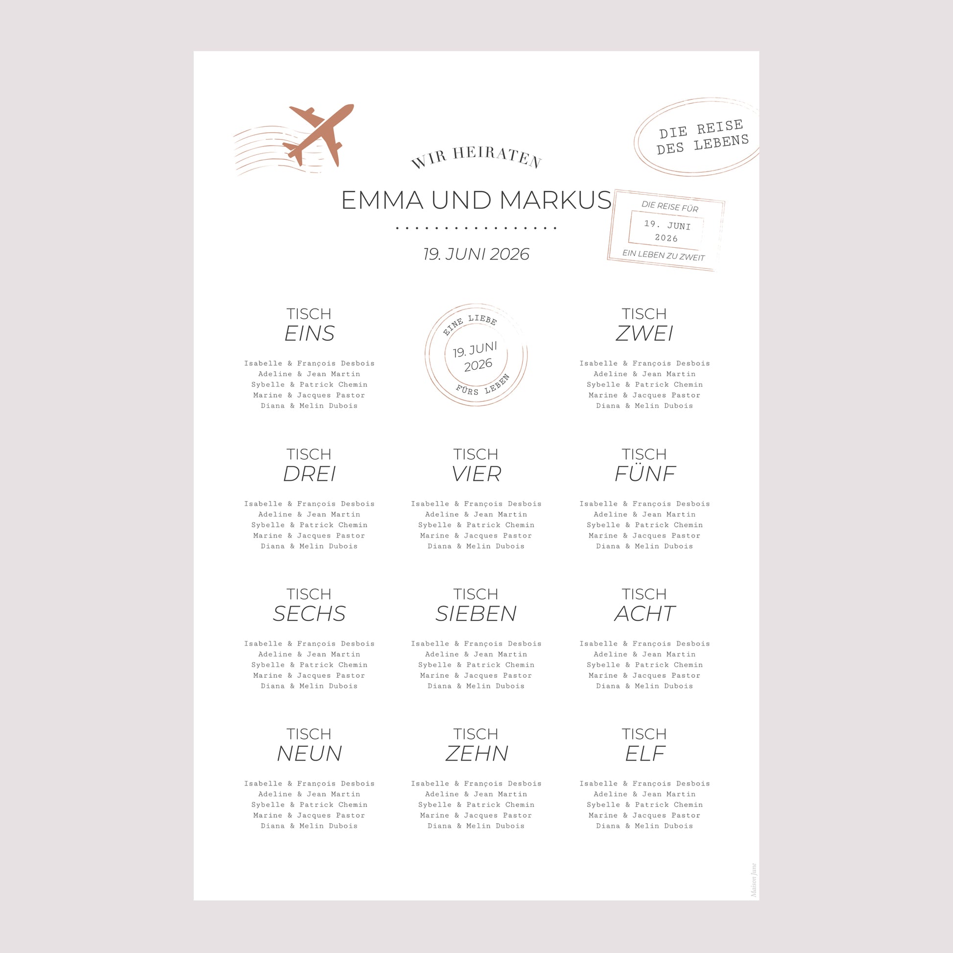 Sitzplan Hochzeit Porträt 60 x 90 cm Die Reise eines Lebens foto N° 2