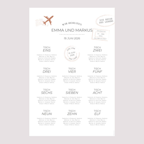Sitzplan Hochzeit Porträt 60 x 90 cm Die Reise eines Lebens
