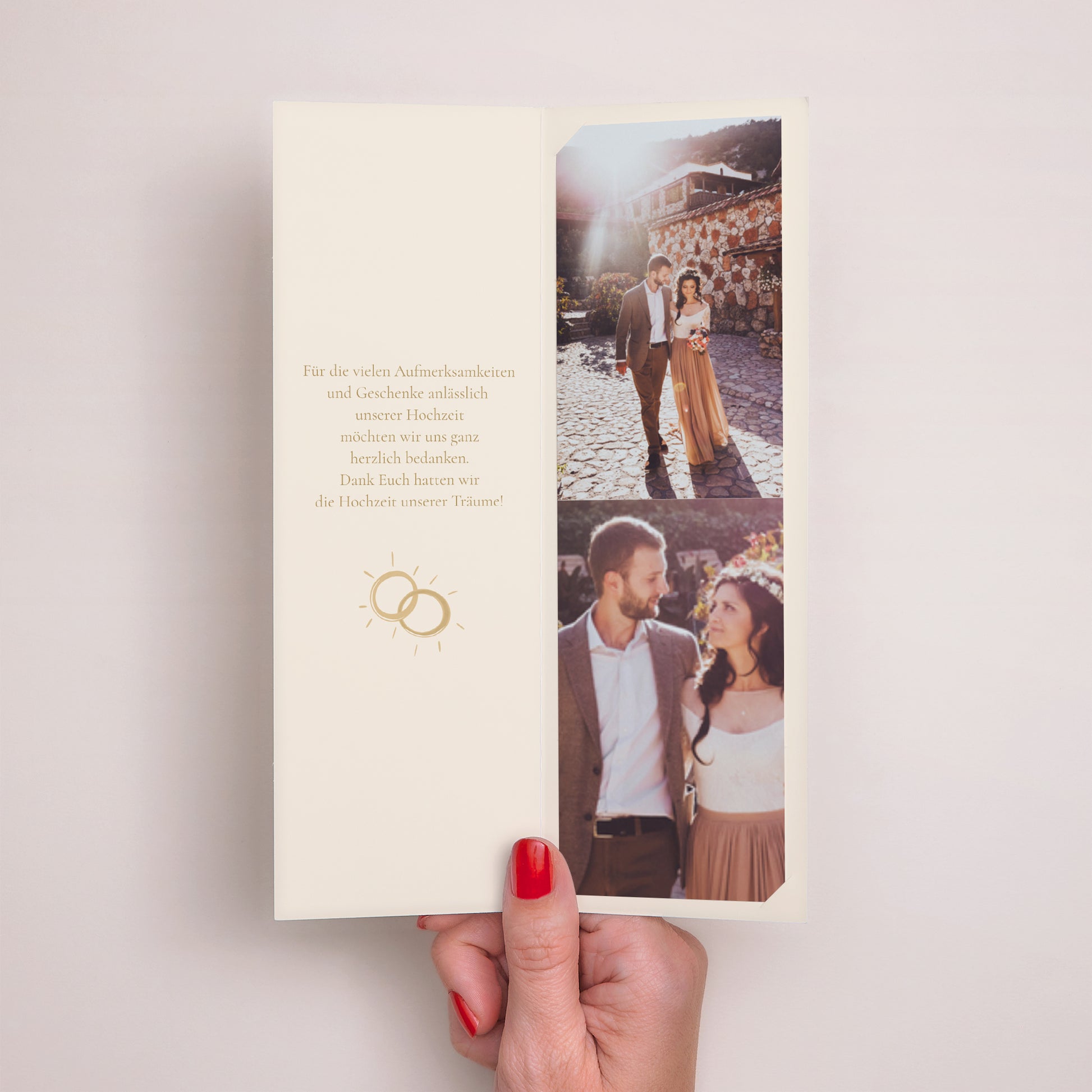 Dankeskarte Hochzeit Fotoautomaten Lesezeichen Unter dem Sonnenlicht foto N° 2