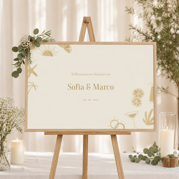 Begrüßungstafel Hochzeit Landschaft 90 x 60 cm Unter dem Sonnenlicht foto