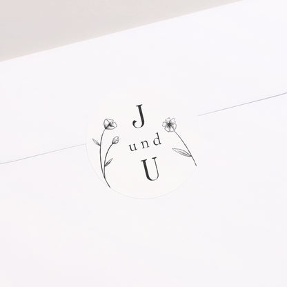 Sticker Hochzeit Rund Eingefasst mit goldenen Blumen foto N° 2