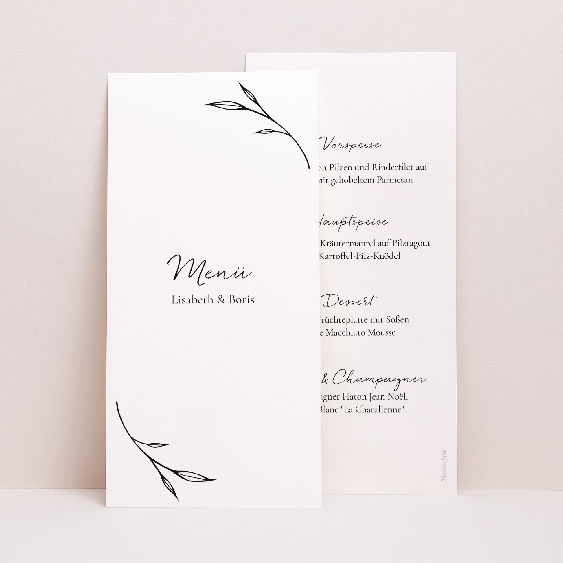 Menükarte Hochzeit Panoramatisches Porträt foto N° 1