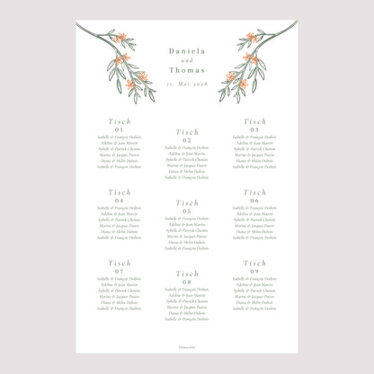 Sitzplan Hochzeit Porträt 60 x 90 cm Pflanzenrahmen II foto N° 2