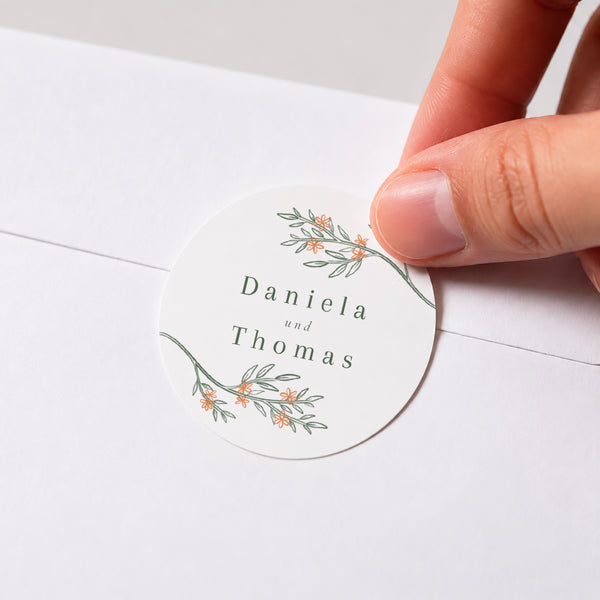 Sticker Hochzeit Rund Pflanzenrahmen II foto