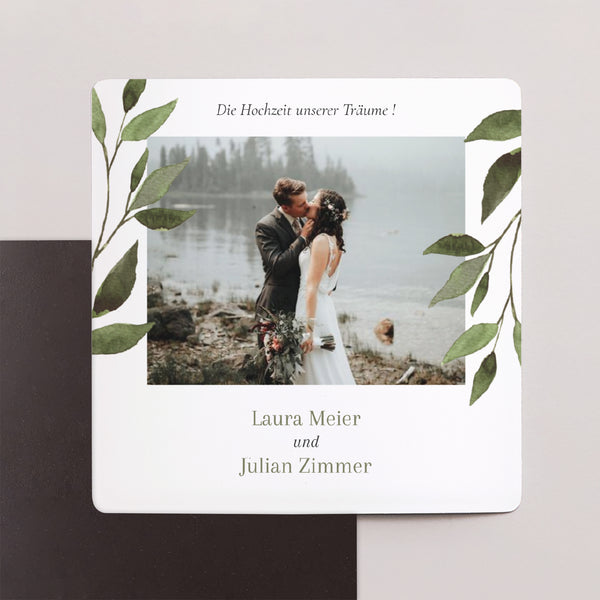 Dankeskarte Hochzeit Satz von 9, magnetisch. Pflanzliche Wellenbewegung foto