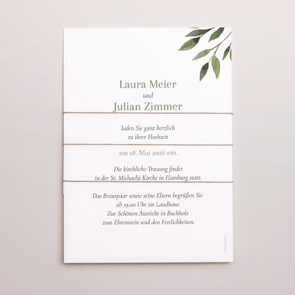 Hochzeitseinladung 3 Karten, Band Pflanzliche Wellenbewegung foto N° 4