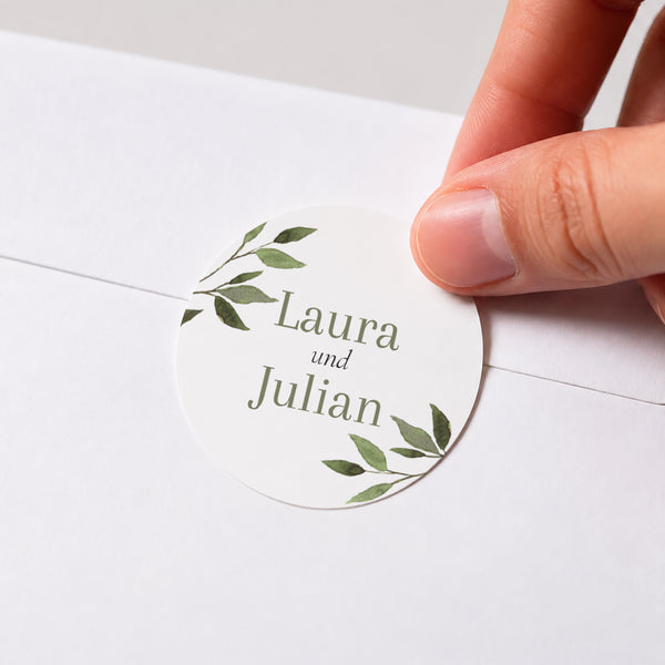 Sticker Hochzeit Rund Pflanzliche Wellenbewegung foto
