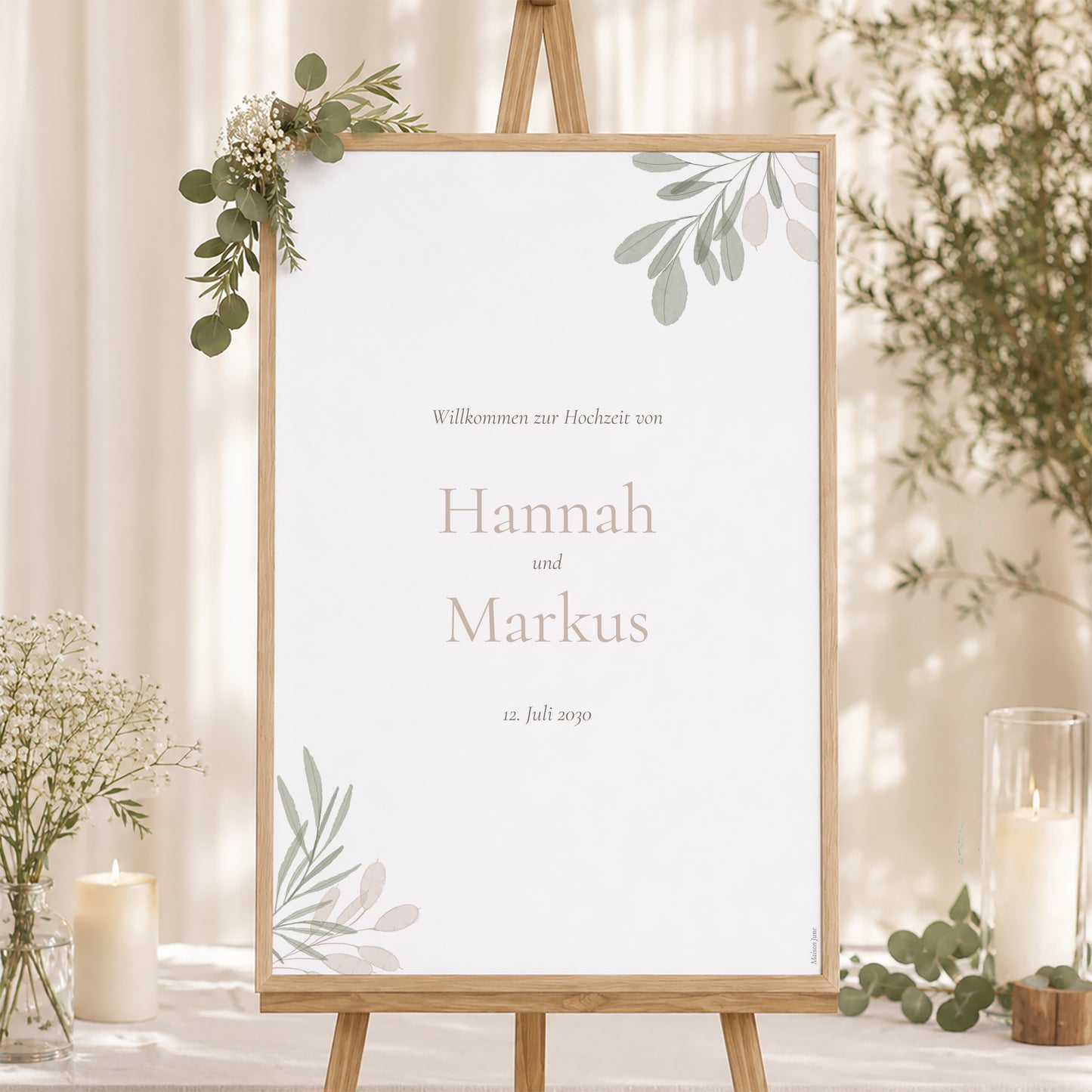 Begrüßungstafel Hochzeit Porträt 60 x 90 cm foto N° 1