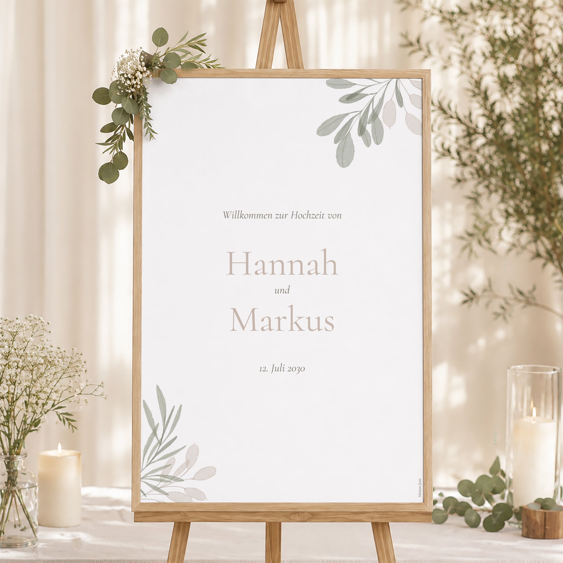 Begrüßungstafel Hochzeit Porträt 60 x 90 cm foto N° 1