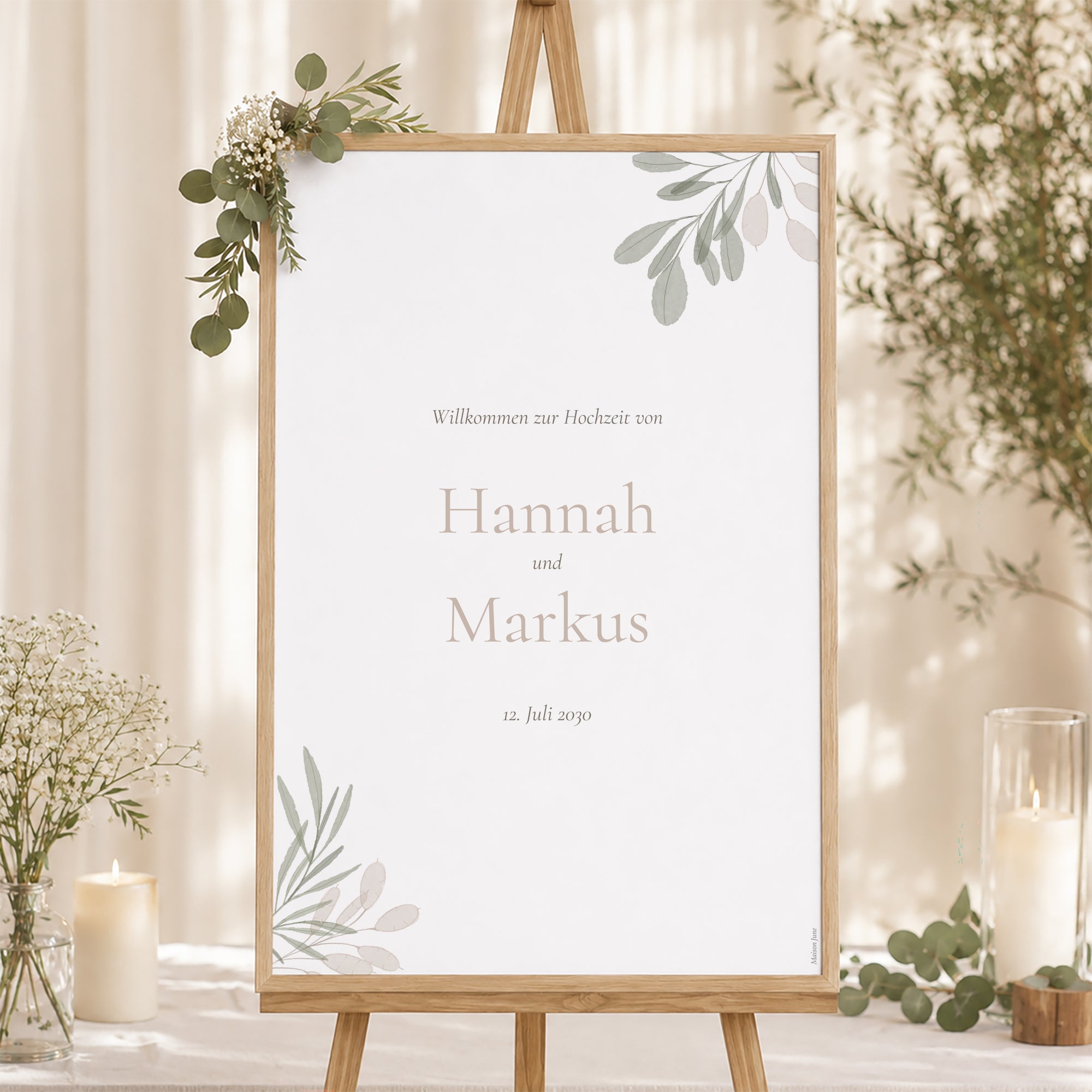 Begrüßungstafel Hochzeit Porträt 60 x 90 cm foto N° 1