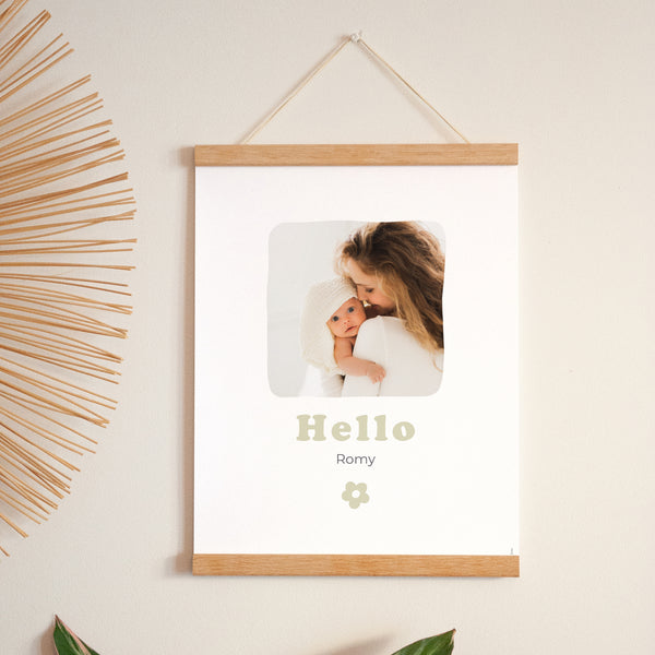 Poster Geburt Porträt Blumenmuster Vergoldung foto
