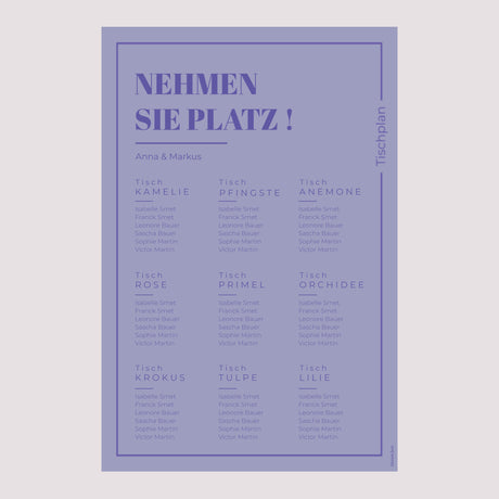 Sitzplan Hochzeit Porträt pop & love