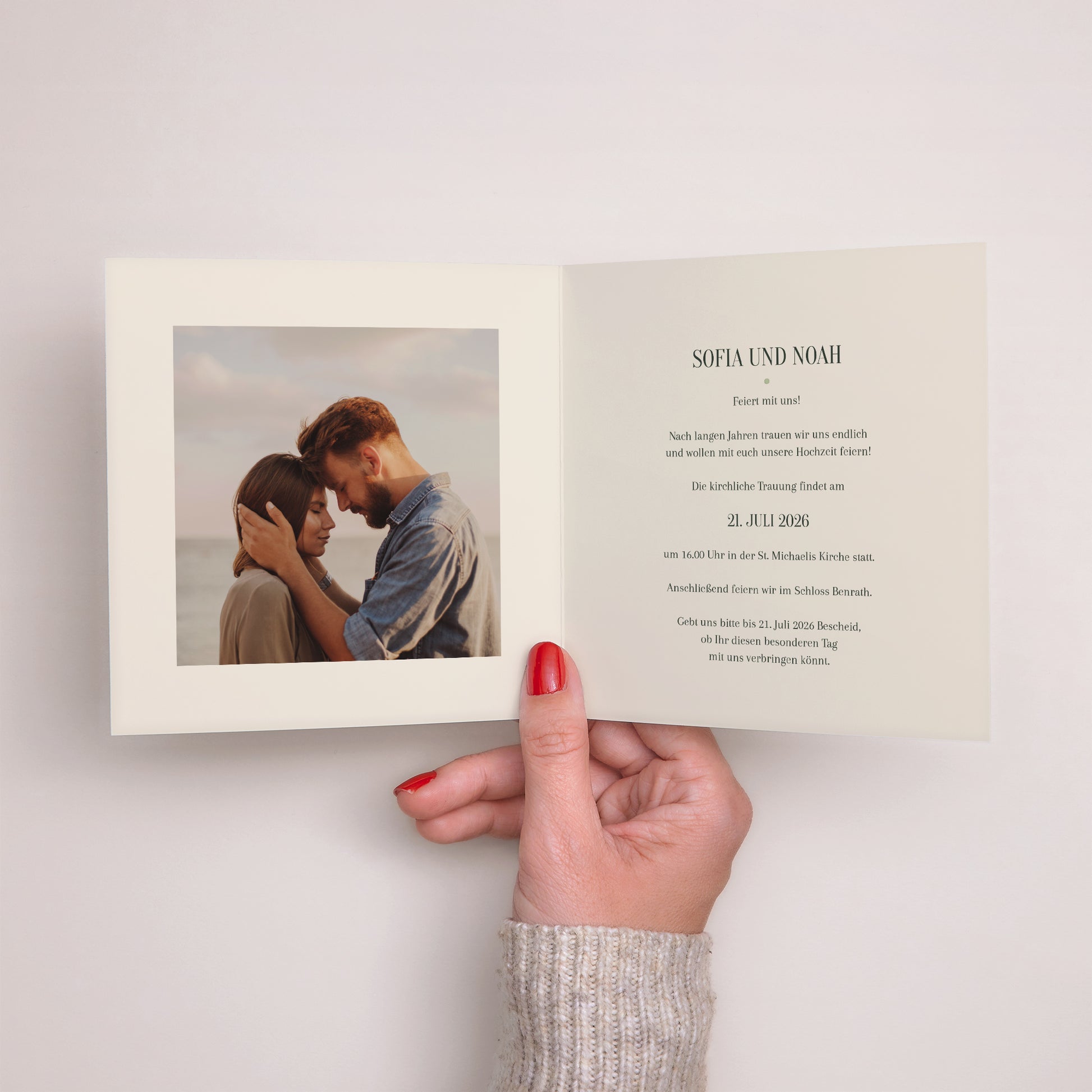 Hochzeitseinladung Doppelflügiges Quadrat foto N° 2
