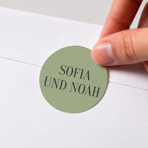 Sticker Hochzeit Rund Grüne Wellen foto