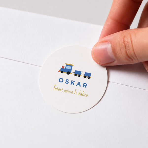 Sticker Kindergeburtstag Rund Auf zur Party foto